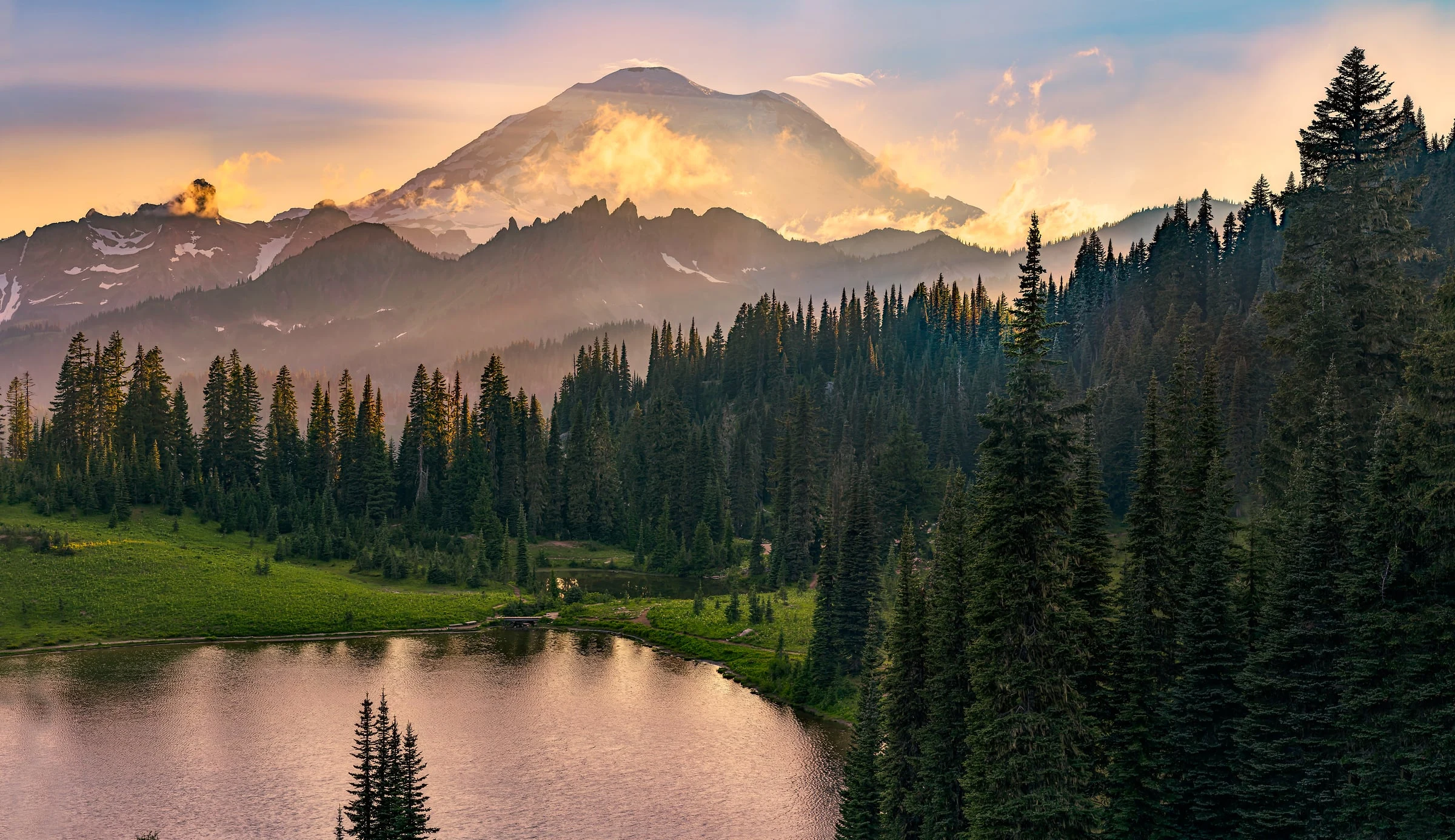 Peak Season: Golden Hour over Tipsoo Lake