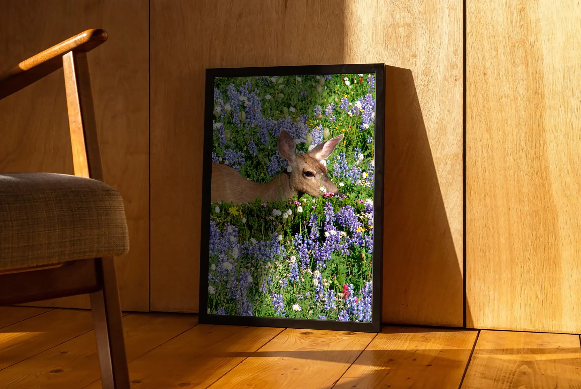 Mountain as a Muse: Deer in lupine print