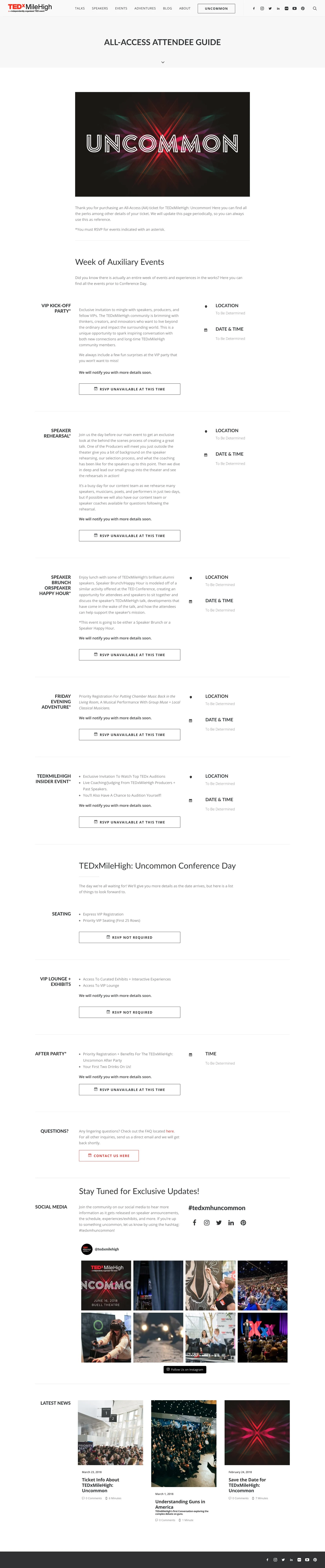 TEDx Website & Marketing: All-Access attendee guide