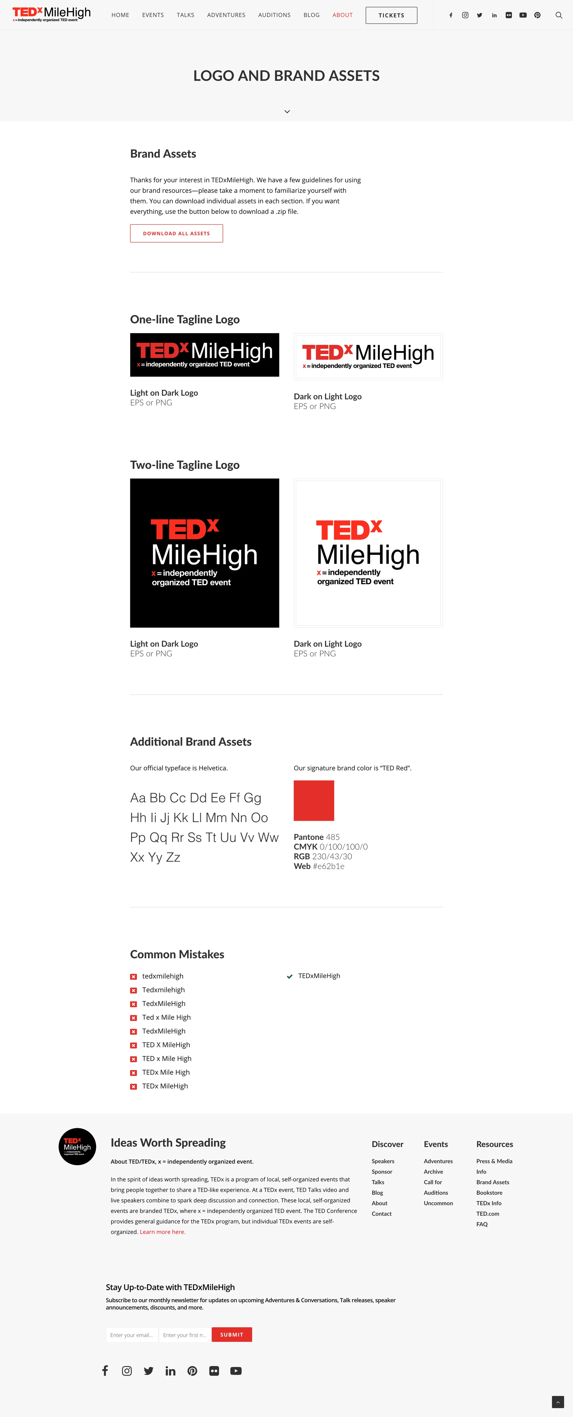 TEDx Website & Marketing: Logo and brand assets page