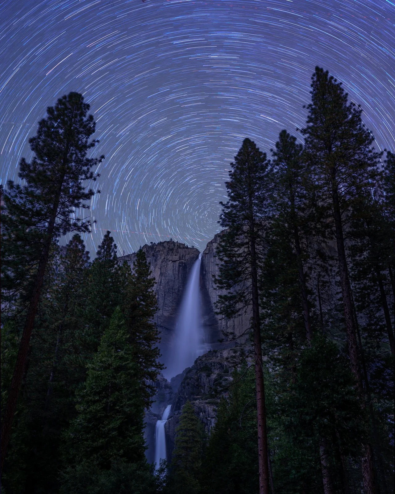 Yosemite National Park After Dark: Yosemite falls stair trails